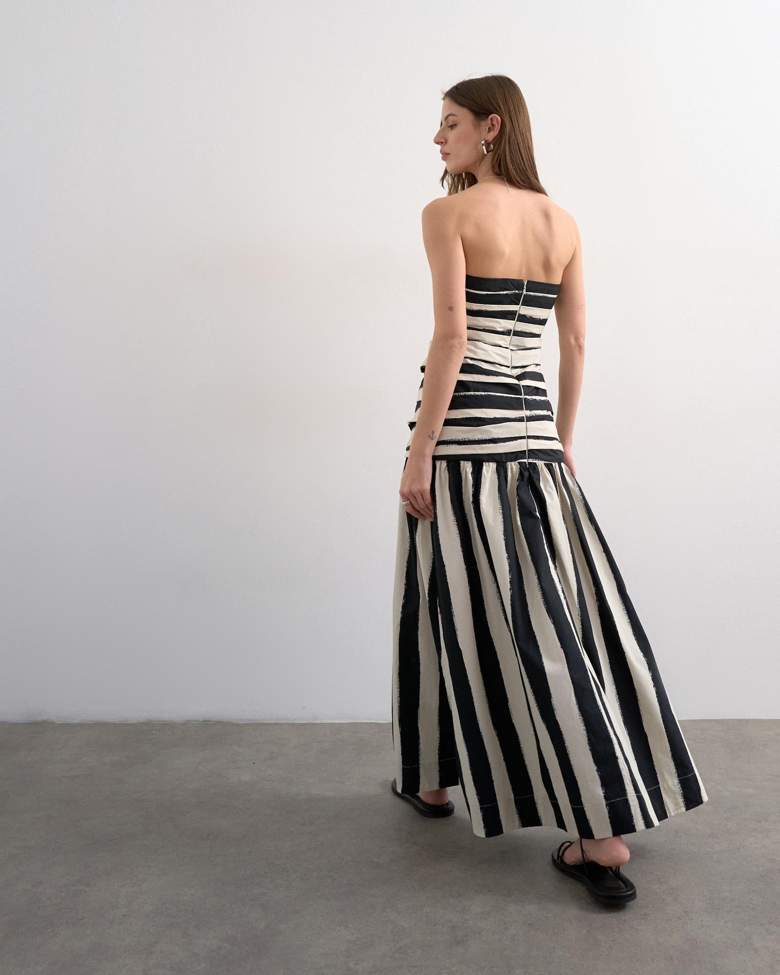 TSLISA STRAPLESS MIDI DRESS